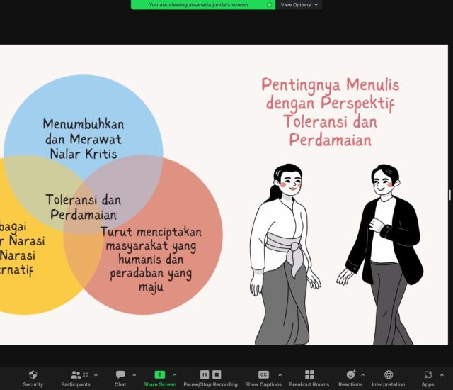 Pelatihan Menulis Kreatif dengan Pendekatan Toleransi dan Perdamaian untuk Pelajar SMA Sederajat 
