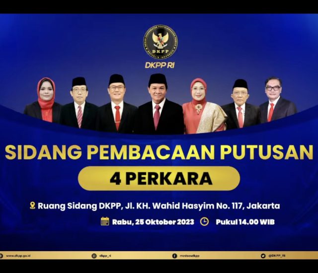 SIARAN PERS: PUTUSAN DKPP NO. 110/2023 MELINDUNGI PELANGGARAN PRINSIP MANDIRI OLEH KETUA DAN ANGGOTA KPU