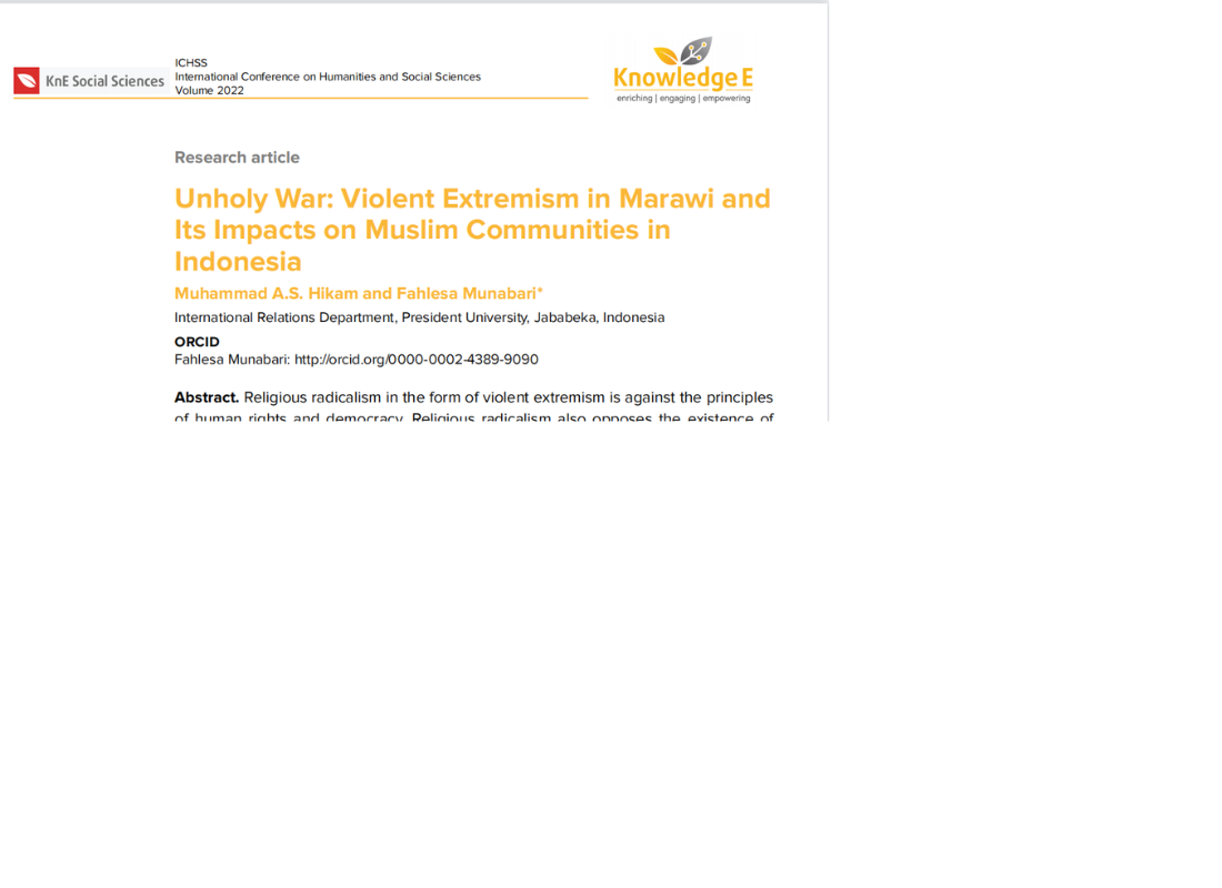 Unholy War: Violent Extremism in Marawi and Its Impacts on Muslim Communities in Indonesia